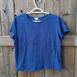 Caution to the wind women blue top with perforations - Size M